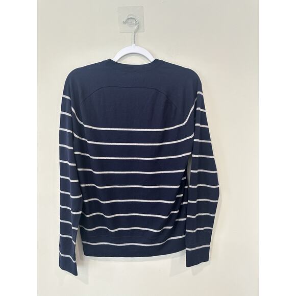 Theory Women Preppy Striped 100% Wool Crewneck Sweater Size Small 2220 - Picture 2 of 6